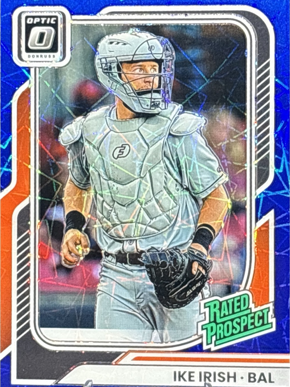 Panini Optic Blue Cracked Ice Prizm Ike Irish Rated Prospect Card